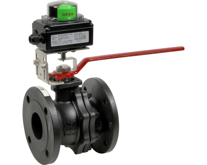 Carbon steel ball valve 752 body RF PN16 + limit switch box DN15